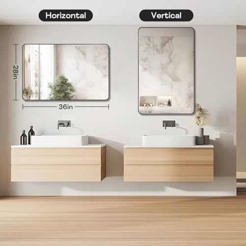 Black Framed Bathroom Mirror, Matte Black - Image 2