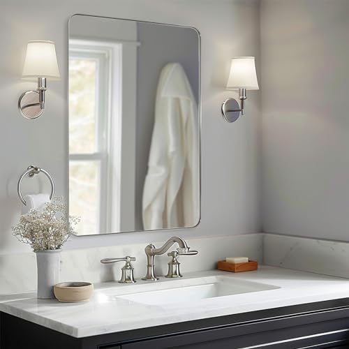 ANDY STAR 30"x48" Brushed Nickel Bathroom Mirror, Large Wall Mirror - Image 2