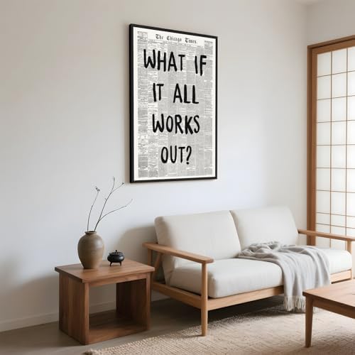 Framed What If It All Works Out Wall Art Black and White Newspaper Poster - Image 4
