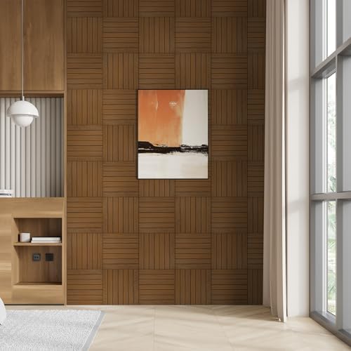 WADILE Peel and Stick Wood Slat Wall Panels 12x12in PVC 30 Pack - Image 6