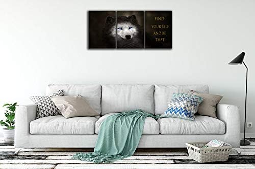 3 Panels Wolf Picture Motivational Wall Art Inspirational Canvas Painting - Image 2