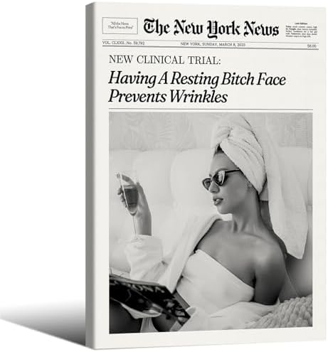 Funky Girl Preppy Aesthetic Posters Black And White Newspaper Wall Art 20x30in by Unknown