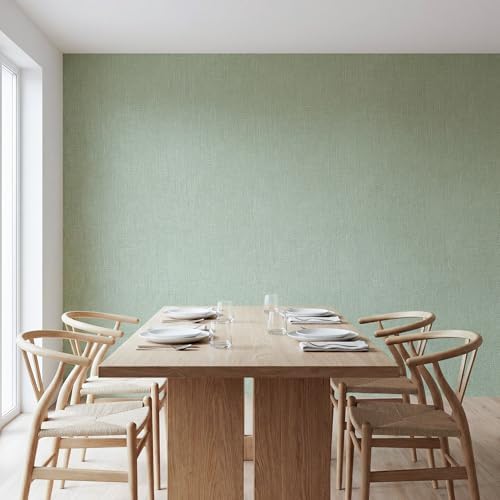 WADILE Grasscloth Peel and Stick Wallpaper 15.7in x 196.8in Light Green - Image 4