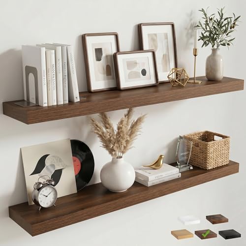 48 Inch Floating Shelves for Wall, Walnut Finish by FLYJOE