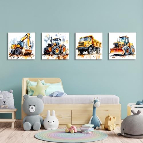 Cartoon Vehicles Canvas Wall Art Construction Room Decor - Image 3