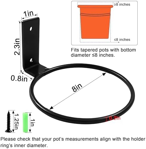 6 Pack 8 Inch Plant Pot Holder Ring, Metal Plant Holder Brackets Rings - Image 2