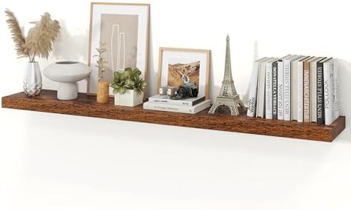 48" Brown Floating Shelves Wood Wall Shelf, Rustic Brown by Ornawit