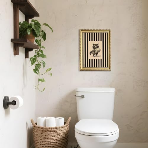 Funny Raccoon Bathroom Wall Art Cute Raccoon Holding Toilet Roll Wall Decor - Image 4