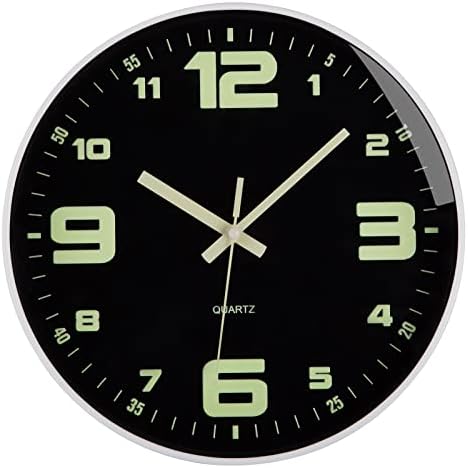 Wall Clock Glow in The Dark Battery Operated Silent 12 in - Image 2