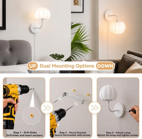 Plug in Wall Sconces Lamp, Wall Light Fixture - Image 7