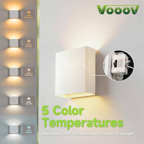 White Up & Down Modern Indoor Outdoor LED Wall Sconce, 2 Pack - Image 3