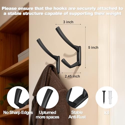Heavy Duty Wall Hooks, 5 Inch Large Wall Mount Hooks - Image 4