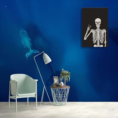 Funny Black Skeleton Canvas Wall Art Spooky Decor Halloween Poster High Hand - Image 6
