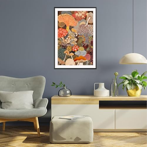 Abstract Mushroom Poster Vintage Japanese Fungi Canvas Wall Art Modern - Image 4