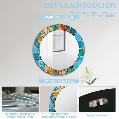 Decorative Wall Mirror, Large Round Wall Art Mirror, Wall Mirrors - Image 2