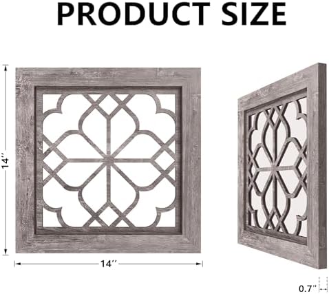 Set of 2 14 Inch Square Maroon Window Pane Wall Mirrors, Shatterproof Rustic - Image 2