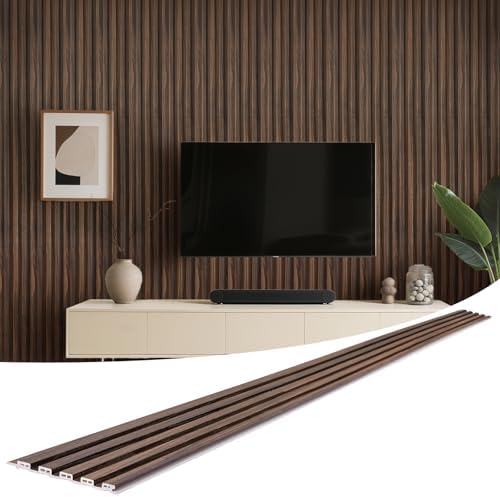 WPC Slat Wall Panels 8 Pack 96" x 6", Waterproof Fluted Wall Paneling, Accent by LARWORKS
