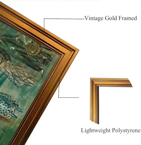 XJYISUO Vintage Gold Framed Wall Art Equestrian Canvas Art Horse Race Pictures - Image 4