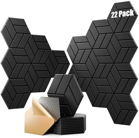 22Pcs Acoustic Panels with Self-adhesive, Hexagonal Soundproof Wall Panels High by OTUOER