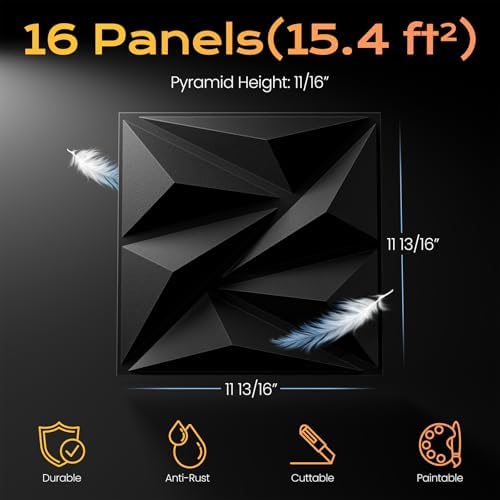 Sonicism Wall Panels 16Pack 3D Wall Panels 0.7"x11.8"x11.8"Creative Cutting - Image 5