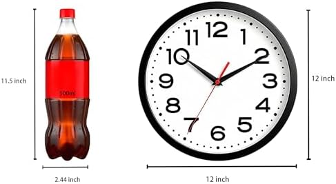 Roymnie 12 Inch Wall Clock, Battery Operated Silent Non Ticking Black - Image 3