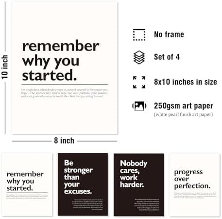 DSHFG Motivational Office Pictures Wall Decor Prints Set of 4 - Image 2