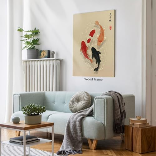 Japanese Koi Fish Poster Modern Oriental Asian Canvas Wall Art Minimalist Zen - Image 5