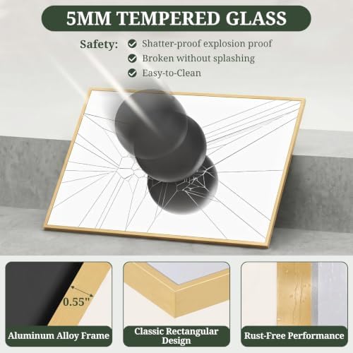 Bathroom Mirror for Wall, 40x30 Inch HD Tempered Glass Vanity Mirror - Image 6