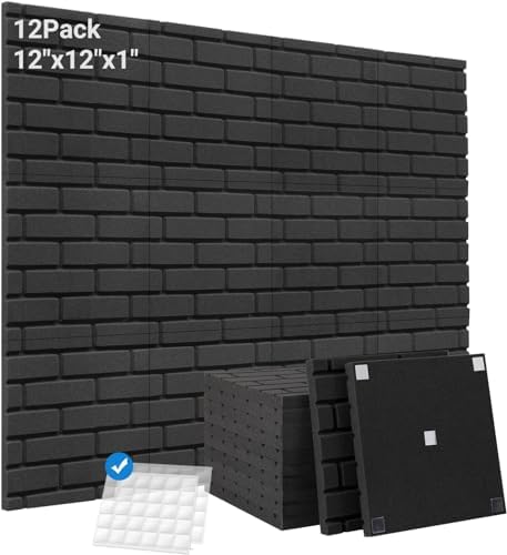 Sound Proof Foam Panels, Kuchoow 12 Pack Acoustic Panels 1" X 12" X 12" Sound by Kuchoow
