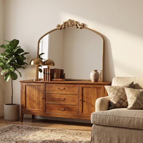 40"x30" Vintage Gold Wall Mirror, Beaded Baroque Mirror - Image 2