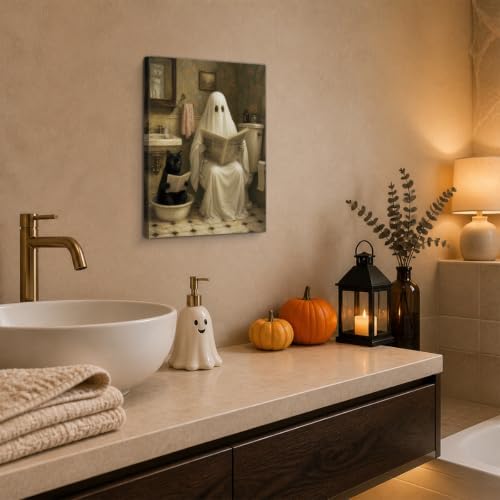 Halloween Bathroom Wall Decor, Ghost on Toilet - Image 4