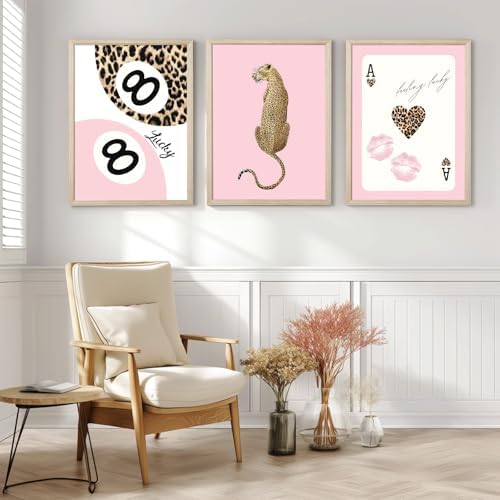 Trendy Leopard Wall Art Cheetah Print Canvas Wall Decor 8 Ball Poster Preppy - Image 3