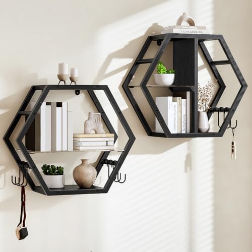 CHOEZON 18.9 inch Gaming Floating Shelves, Hexagon Shelves by Choezon