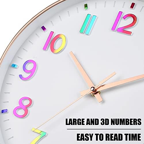 HZDHCLH 12 Inch Silent Wall Clock Battery Operated Non Ticking Colorful - Image 5