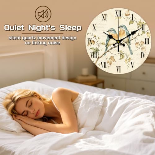 Vintage Birds Wall Clock Silent Non-Ticking 12" - Image 4