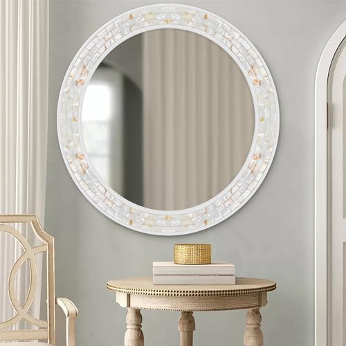 Tanmicoshomy 36 Inch Large Round Mirror, Natural Shell Circle Wall Decor - Image 5