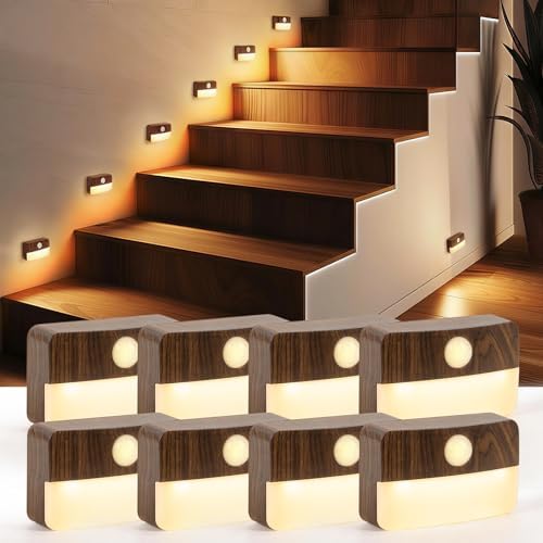 Guankai 8 Pack Motion Sensor Stair Light Indoor, Wireless Battery Operated by Guankai