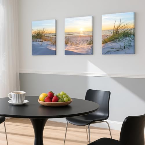 IAFWZX Wrapped Canvas Coastal Sunset Scenery Wall Art Set of 3, 16x24 in - Image 6