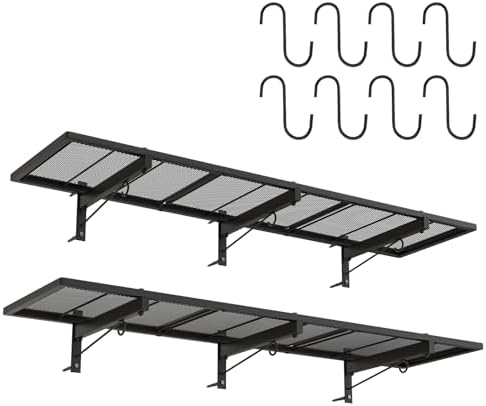 2 Pack Garage Wall Shelf, Heavy Duty Garage Shelving, Metal Hanging Storage Rack by Riciakik