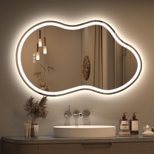 SMIROR 24x36 Irregular Led Lighted Bathroom Vanity Mirror by SMIROR