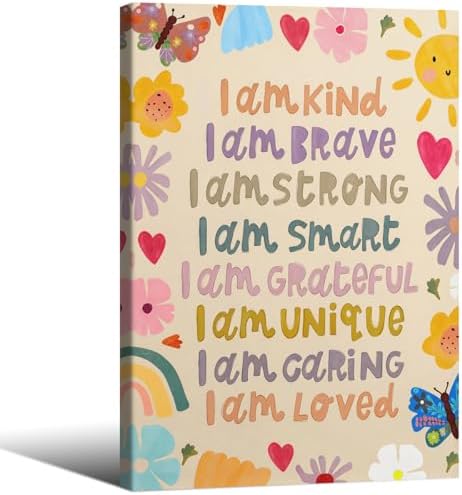 Kids Positive Quotes Wall Art Fashion Colorful Floral Affirmation Poster Cute by Unknown