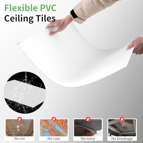 Art3d 10 Pack Smooth Drop Ceiling Tiles, 2x4 ft Fire-Rated Tiles - Image 5