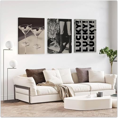 Trendy Leopard Canvas Wall Art Set of 3, Fashion Leopard, LUCKY Typography Wall - Image 6