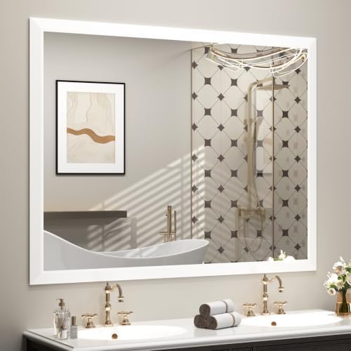 SMIROR 50x40 Matte White Bathroom Vanity Mirror by SMIROR