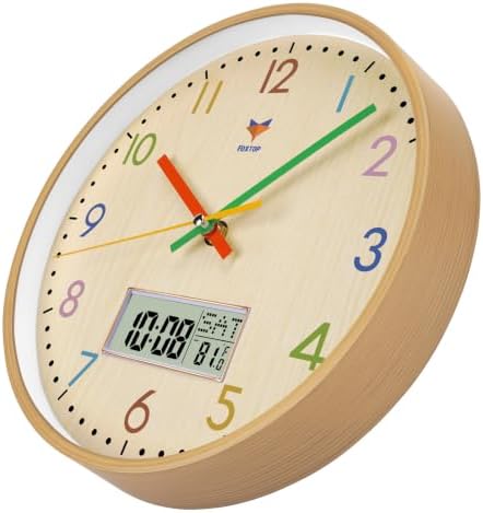 Foxtop 10" Digital and Analog Wall Clock Silent Kids Clock - Image 6