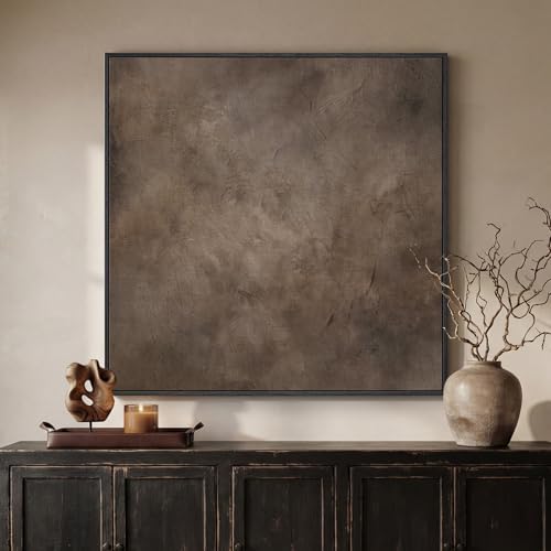 Framed Neutral Brown Abstract Canvas Wall Art by Cuspin