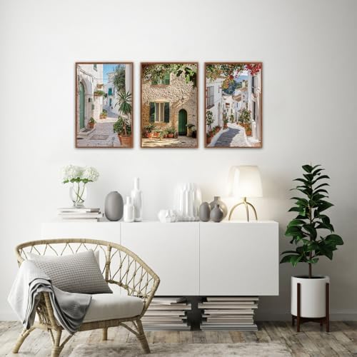 HLNIUC Vintage Italian Countryside Landscape Framed Wall Art, Mediterranean - Image 4
