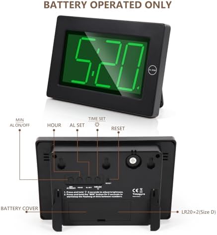 Alarm Clock, Wall Clock, Digital Clock, Adjustable Brightness, Auto Night Mode - Image 4