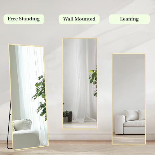 Sunniry Gold Floor Mirror 48x16 inch, Full Body Mirror, Metal Frame - Image 6