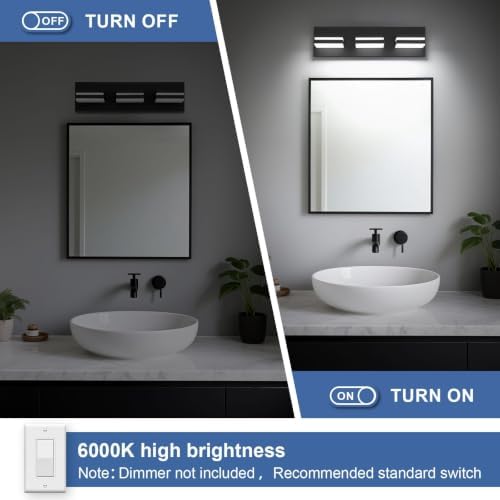 Modern LED Small Black Acrylic Bathroom Lights Fixtures 3-Light - Image 4